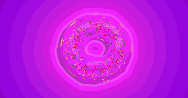 Purple Tunnel Concentric Doughnut Cartoon Animation — Stock Video