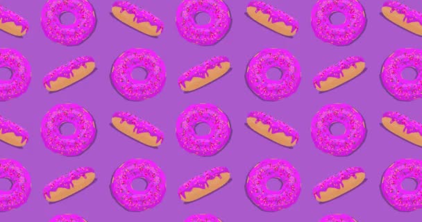 Dancing Doughnut Pattern Cartoon Animation — Stock Video