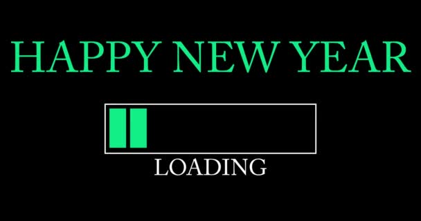 Feliz Ano Novo Texto Com Carregando Baixando Carregando Indicador Bar — Vídeo de Stock