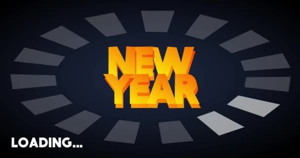 Teks Tahun Baru Dengan Memuat Mengunduh Mengunggah Indikator Bar Unduh — Stok Video