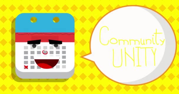 Community Unity Text Speech Bubble Calendar Cartoon Animated Video — Vídeos de Stock