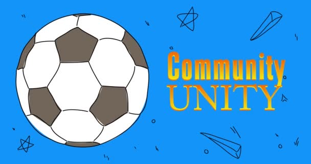 Football Ball Community Unity Text Abstract Dancing Line Cartoon Animation — Vídeo de Stock