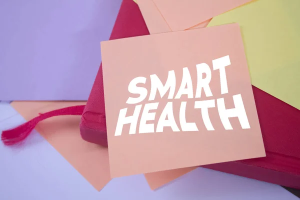 Smart Health. Text on adhesive note paper. Event, celebration reminder message.