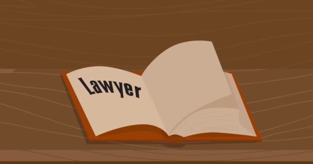 Lawyer Word Blank Opened Book Cartoon Animation — Vídeos de Stock