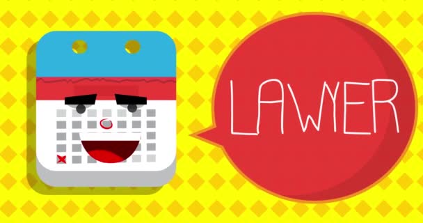 Lawyer Text Speech Bubble Calendar Cartoon Animated Video — Video