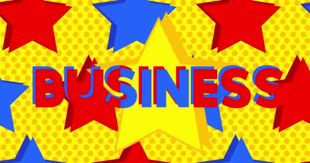 Animated Red Blue Yellow Stars Business Text Cartoon Animation Video — Vídeos de Stock