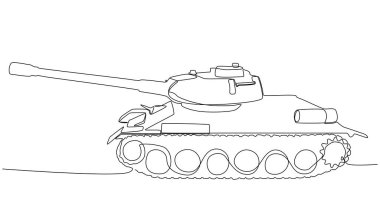 One continuous line of Armored Tank. Thin Line Illustration vector concept. Contour Drawing Creative ideas.