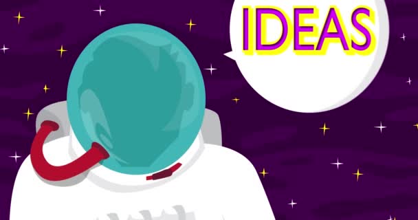 Astronaut Saying Ideas Space Speech Bubble Abstract Cartoon Animation Format — Wideo stockowe