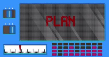 Plan text on a Digital Led Panel. Announcement Message with Light Equipment.