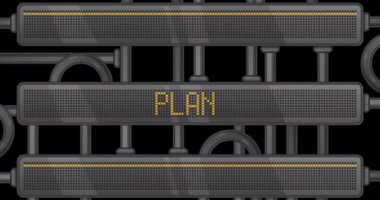 Plan text on a Digital Led Panel. Announcement Message with Light Equipment.
