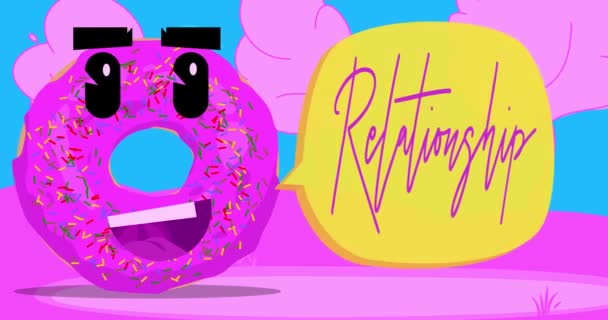 Doughnut Relationship Text Speech Bubble Cartoon Animation — 비디오