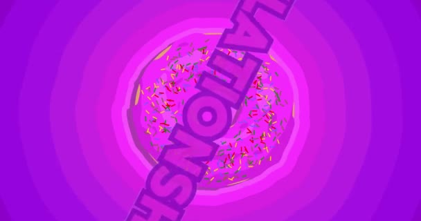Purple Tunnel Concentric Doughnuts Relationship Text Cartoon Animation — Stockvideo