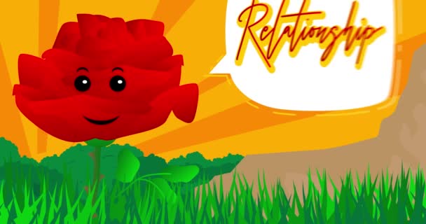Red Flower Saying Relationship Speech Bubble Wildflower Cartoon Animation — Wideo stockowe