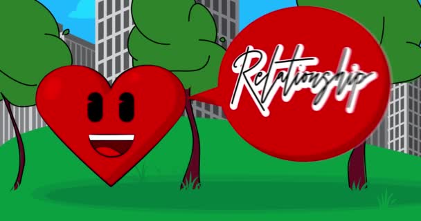 Red Heart Smiling Face Relationship Text Speech Bubble Celebration Love — Video Stock