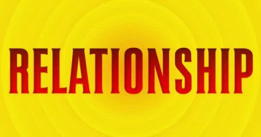 Relationship text with yellow hot summer sun. Simple animation of a bright orange sunlight.