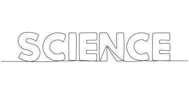 One continuous line of Science word. Thin Line Illustration vector concept. Contour Drawing Creative ideas.