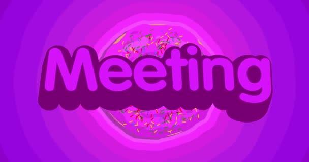 Purple Tunnel Concentric Doughnuts Meeting Text Cartoon Animation — Video