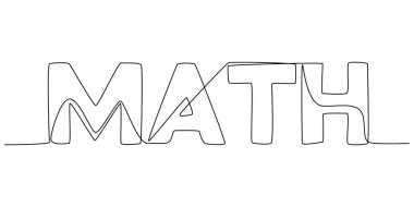 One continuous line of Math word. Thin Line Illustration vector concept. Contour Drawing Creative ideas.