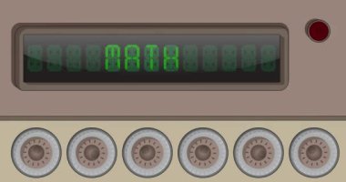 Math text on a Digital Led Panel. Announcement Message with Light Equipment.