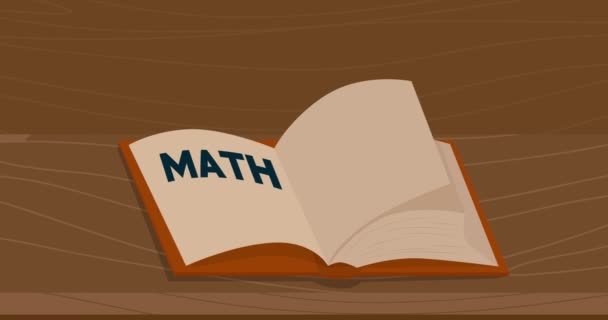 Math Word Blank Opened Book Cartoon Animation — стоковое видео