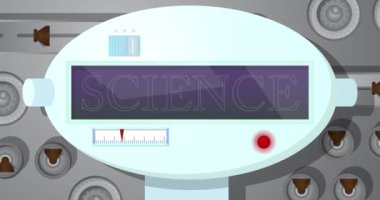 Robot Göz Bilim Metni Gösteriyor. Animasyon videosu. Gelecekteki Robot Çizgi Filmi Canlandırması.