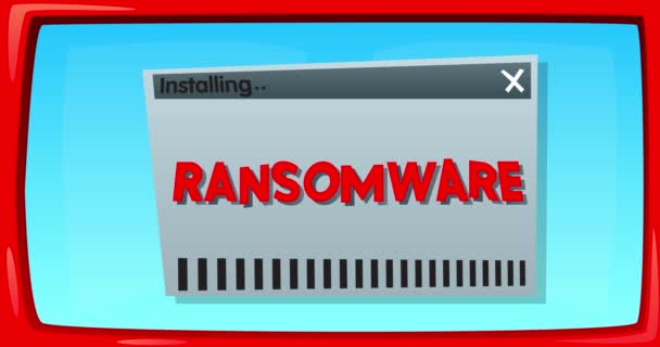 Abstract Cartoon Screen Ransomware Text Install Window Computer Software Video — Vídeos de Stock