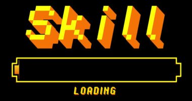 Skill text with Loading, Downloading, Uploading Bar Indicator. Download, Upload on computer screen.