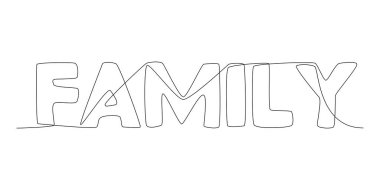 One continuous line of Family word. Thin Line Illustration vector concept. Contour Drawing Creative ideas.