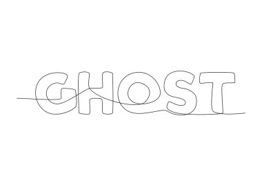 One continuous line of Ghost word. Thin Line Illustration vector concept. Contour Drawing Creative ideas.