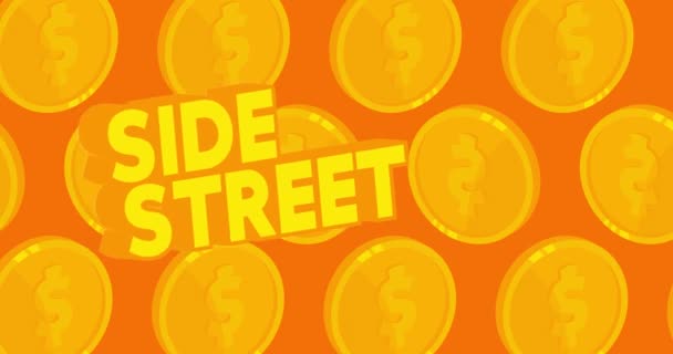 Gold Coins Dancing Side Street Text Golden Metal Coin Cash — Stockvideo