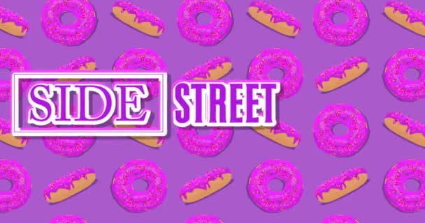 Dancing Doughnut Pattern Side Street Text Cartoon Animation — Video Stock