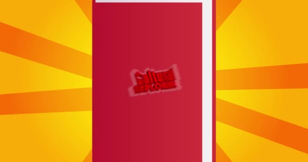 Cultural Explorer Word Red Book Yellow Background Cartoon Animation — Stockvideo