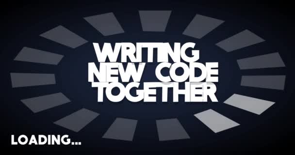 Schreiben Von Neuem Code Zusammen Mit Loading Downloading Uploading Bar — Stockvideo