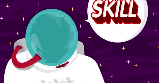 Astronaut Saying Skill Space Speech Bubble Abstract Cartoon Animation Format — Videoclip de stoc