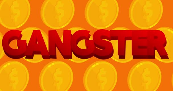 Gold Coins Dancing Gangster Text Golden Metal Coin Cash Money — Wideo stockowe