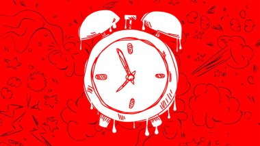 Alarm Clock Graffiti. Abstract modern street art background decoration performed in urban painting style.