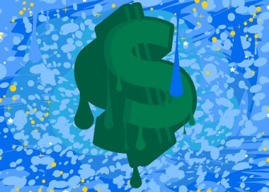 Dollar Sign. Graffiti tag. Abstract modern street art background decoration performed in urban painting style.