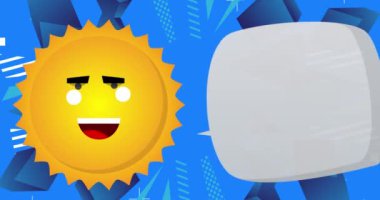 Summer sun saying Graduate word with speech bubble on blue sky. Simple animation of a bright orange sunlight.