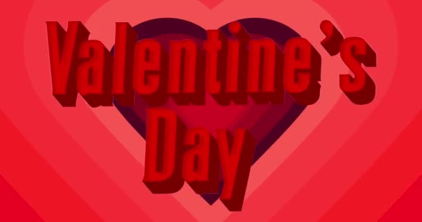 Sevgililer Günü Metniyle Birlikte Kırmızı Merkezli Kalpler Tüneli Soyut Kalp — Stok video