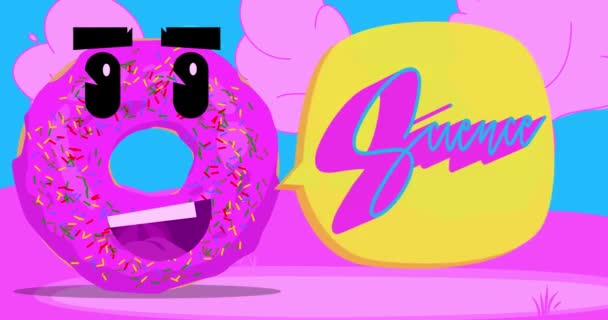 Donut Con Texto Ciencia Burbuja Del Habla Animación Dibujos Animados — Vídeo de stock