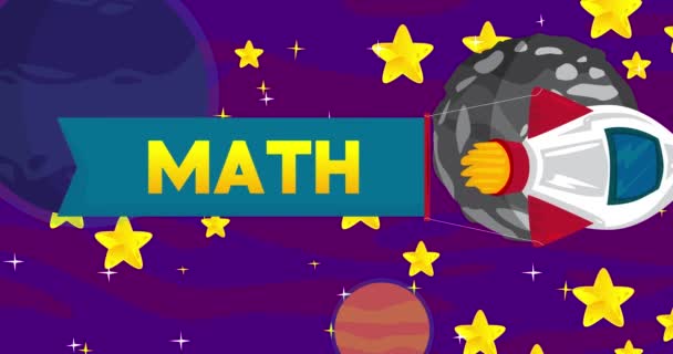 Rocket Math Banner Space Cartoon Animation — Stock videók