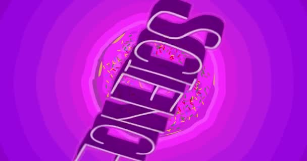 Purple Tunnel Concentric Doughnuts Science Text Cartoon Animation — Stok video