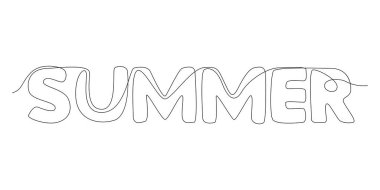 One continuous line of Summer word. Thin Line Illustration vector concept. Contour Drawing Creative ideas.