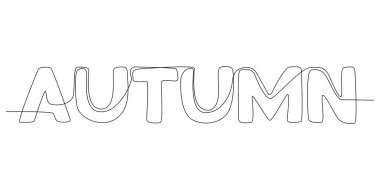 One continuous line of Autumn word. Thin Line Illustration vector concept. Contour Drawing Creative ideas.