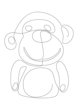 One continuous line of Monkey teddy bear. Thin Line Illustration vector concept. Contour Drawing Creative ideas.