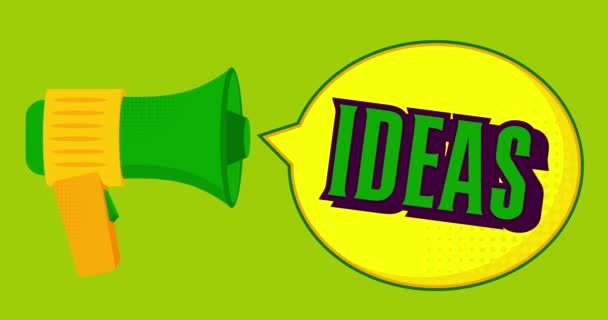 Green Megaphone Ideas Text Yellow Speech Bubble Resolution Animation Funny — стоковое видео
