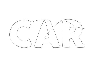 One continuous line of Car word. Thin Line Illustration vector concept. Contour Drawing Creative ideas.