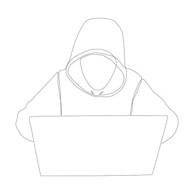 One continuous line of a Computer Hacker. Thin Line Illustration vector concept. Contour Drawing Creative ideas.