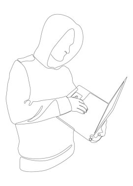 One continuous line of a Computer Hacker. Thin Line Illustration vector concept. Contour Drawing Creative ideas.