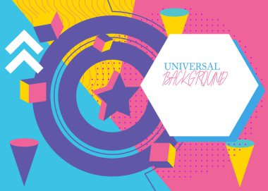 Geometrical Vintage Graphic shapes template for poster, banner. Abstract minimal retro geometric elements theme cover, poster design.